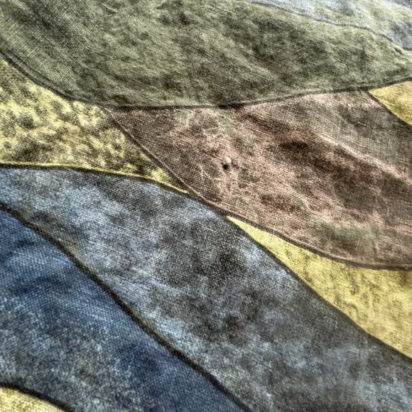 VBN Moda Italy Linen Dress Multicolor Abstract‎ Art Wave Print Patchwork Medium - Picture 8 of 8